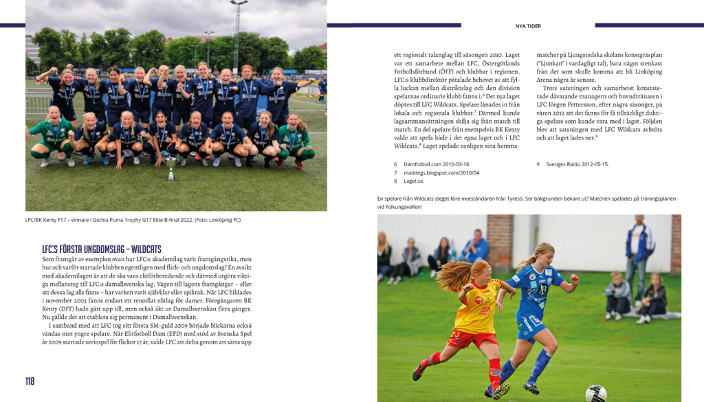 lfc-118-119 "Linköping Football Club. 20 år med elitfotboll", Dibb förlag 2023, sid 118-119