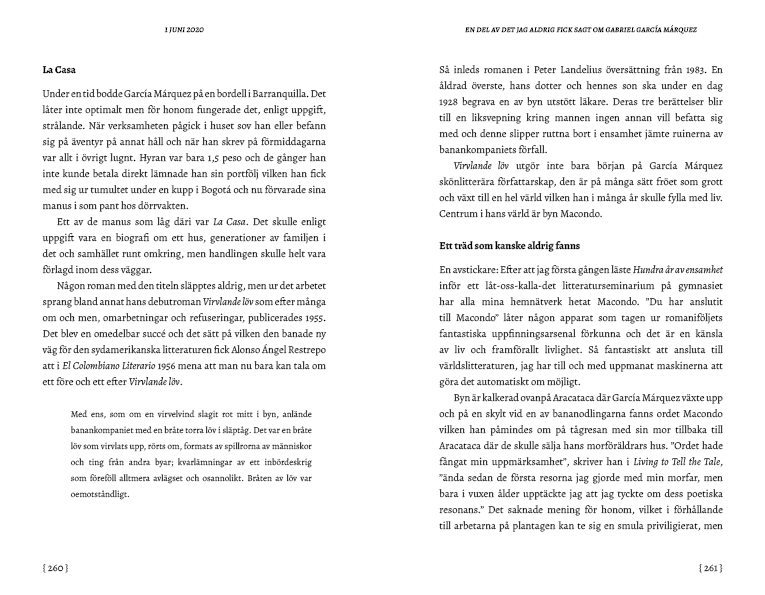 odor260-261 "Om drömmar och rastlöshet", 2021, sid 260-261