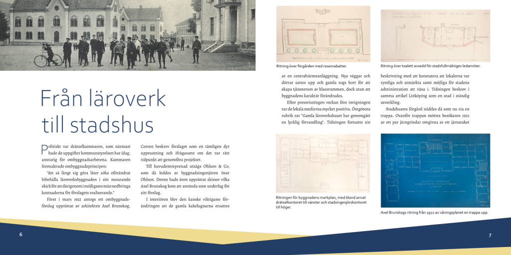 stadshuset6-7 "Linköpings stadshus 100 år", DIBB förlag 2021, sid 6-7